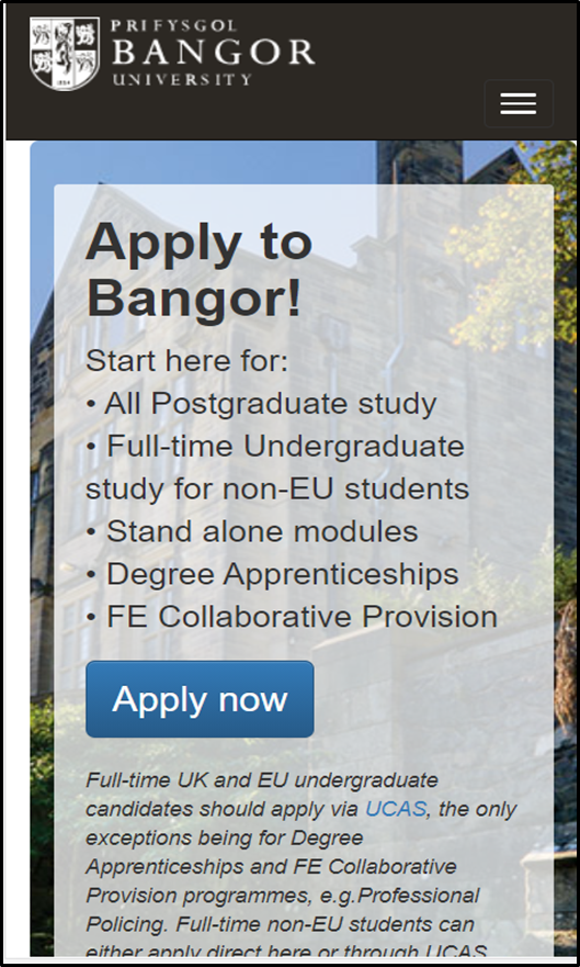 university of bangor application portal