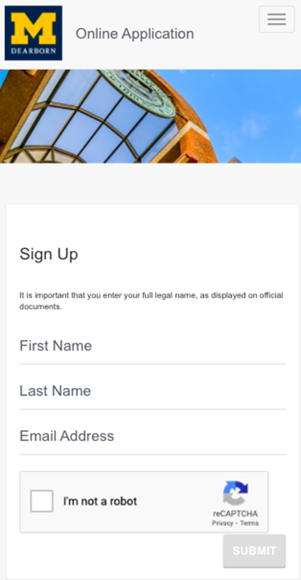 UM Dearborn Application Steps
