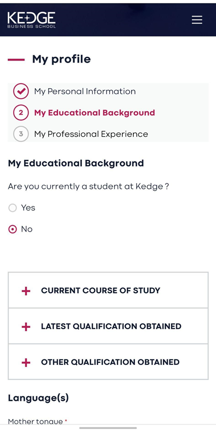 Kedge Application Steps