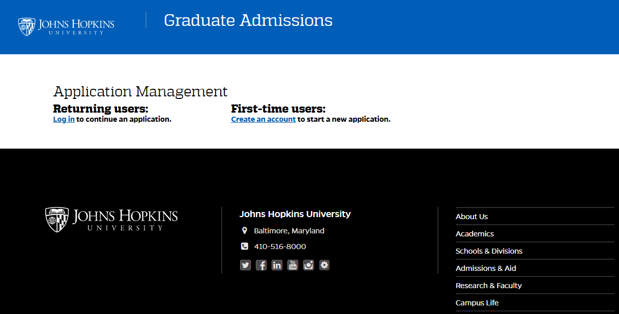Johns Hopkins University Admission 2023 Application Fees, Deadlines