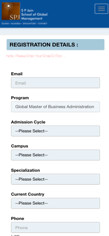 SP Jain Application Steps