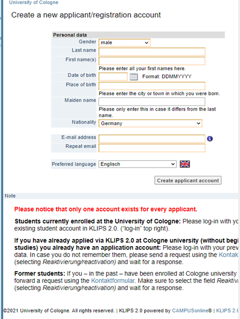 Cologne Application Steps