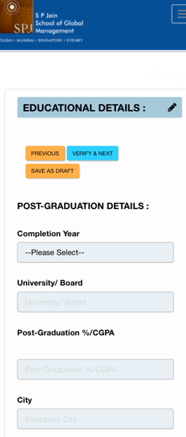 SP Jain Application Steps