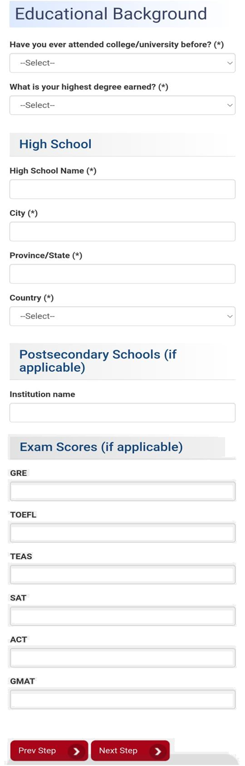 Stratford Application Steps