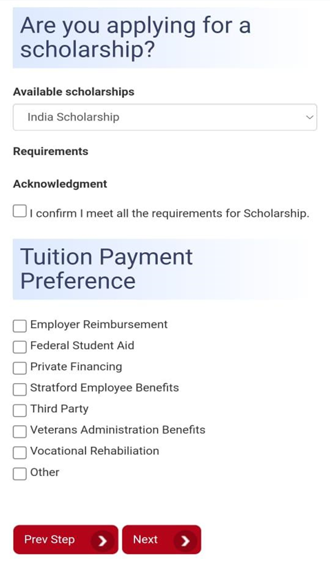 Stratford Application Steps