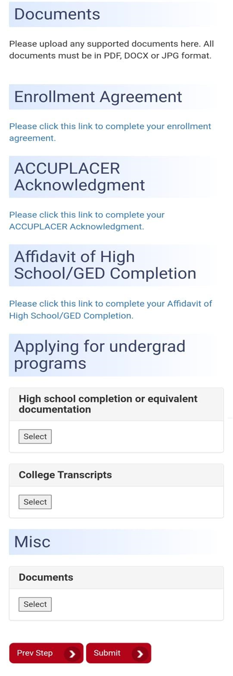 Stratford Application Steps