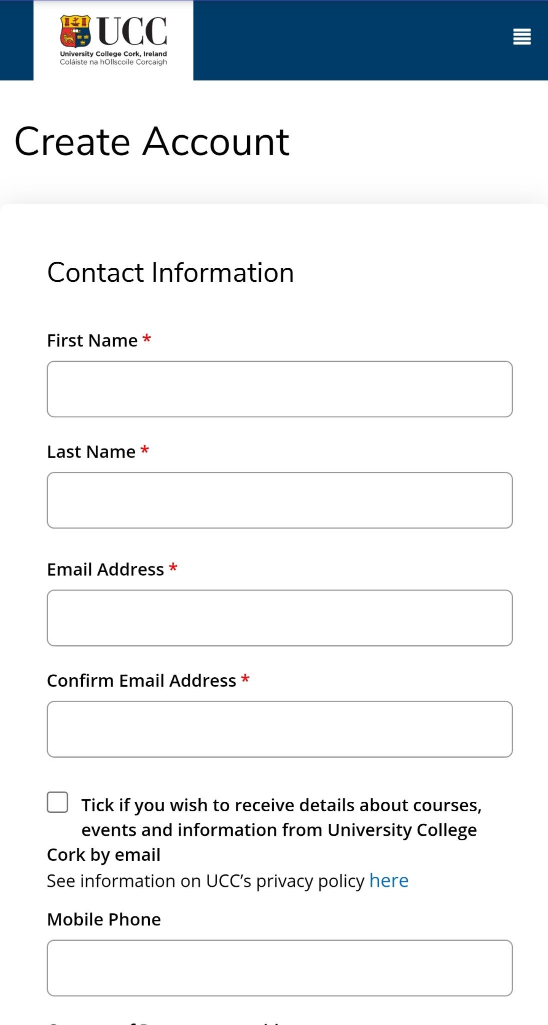 presentation college cork application form